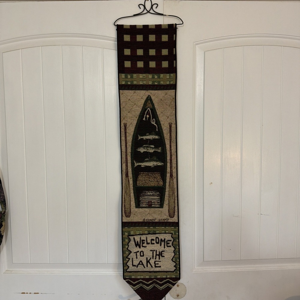 Lake Getaway Welcome To The Lake Outdoors Fishing Tapestry Wall Hanging Bellpull
